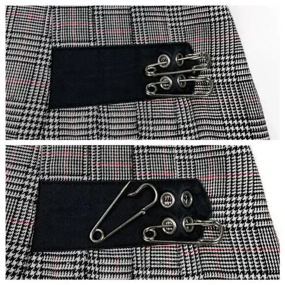 Y2K Serious Los Angeles Plaid Houndstooth Mini Skirt Small Vintage LA Clothing - Picture 5 of 16
